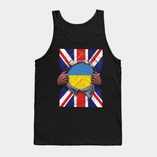 Ukraine Flag Great Britain Flag Ripped - Gift for Ukrainian From Ukraine Tank Top